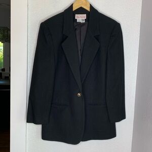 Block Island Marina Pappas black 100% wool blazer jacket size 10P vintage